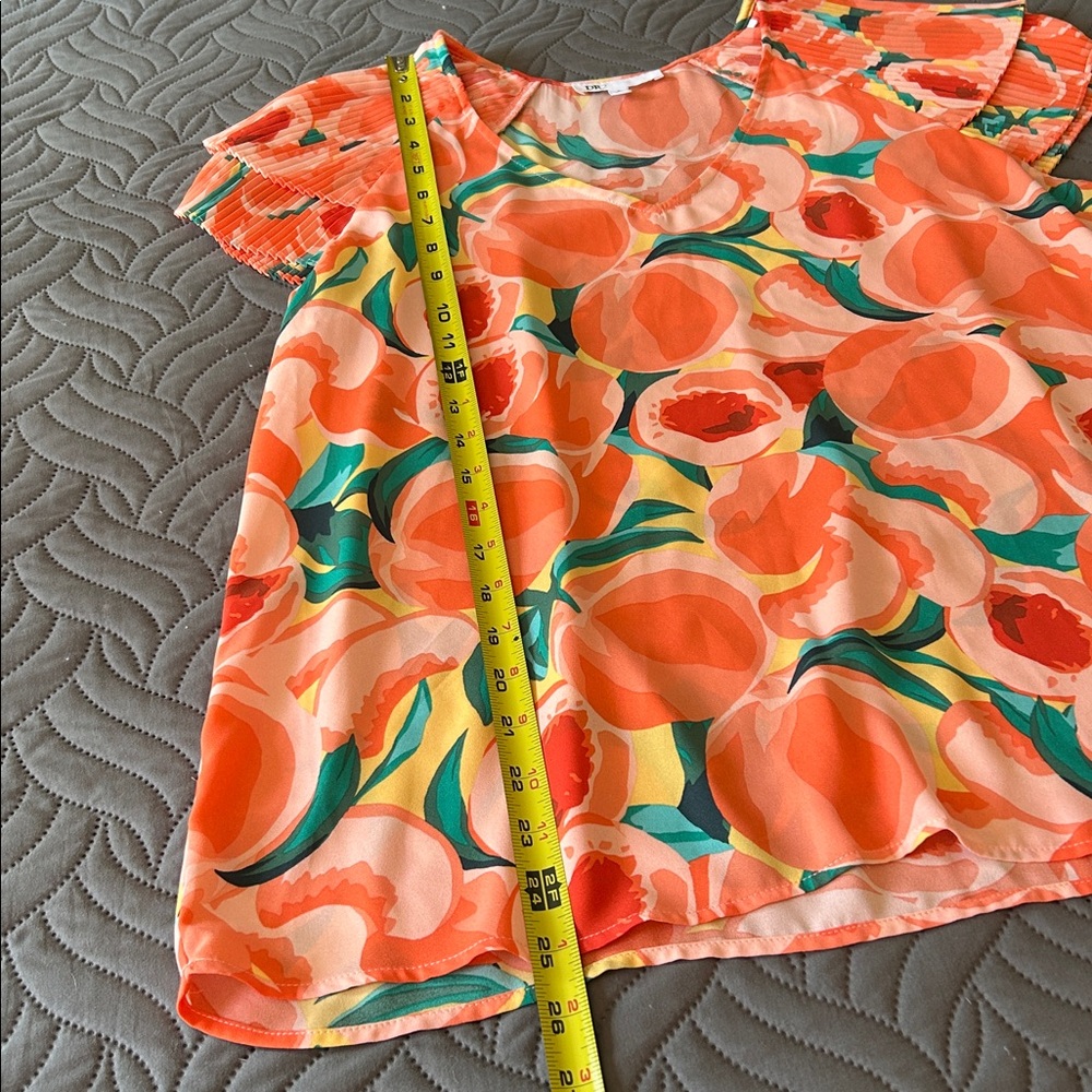 🍑 DR2 Orange/Green Floral Top - Picture 5 of 7